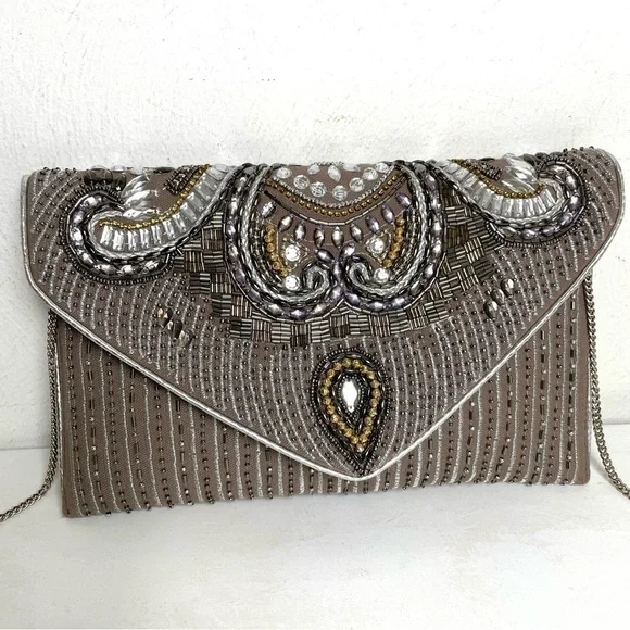 Ethereal Embroidered Beaded Clutch Crossbody Made India Fairy Feminine Romantic - Picture 5 of 9
